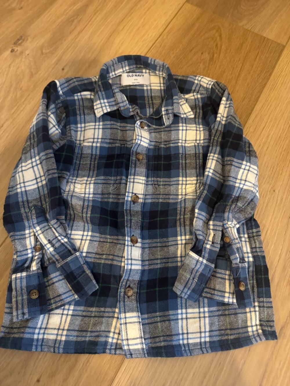 Old Navy Blue & White Plaid Flannel Shirt